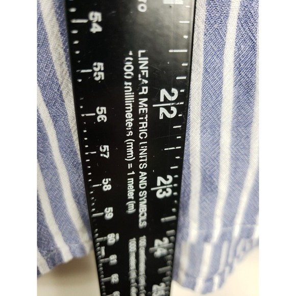 A.N.A.  Blue White Blouse Women's Large Rayon button front - Picture 5 of 9